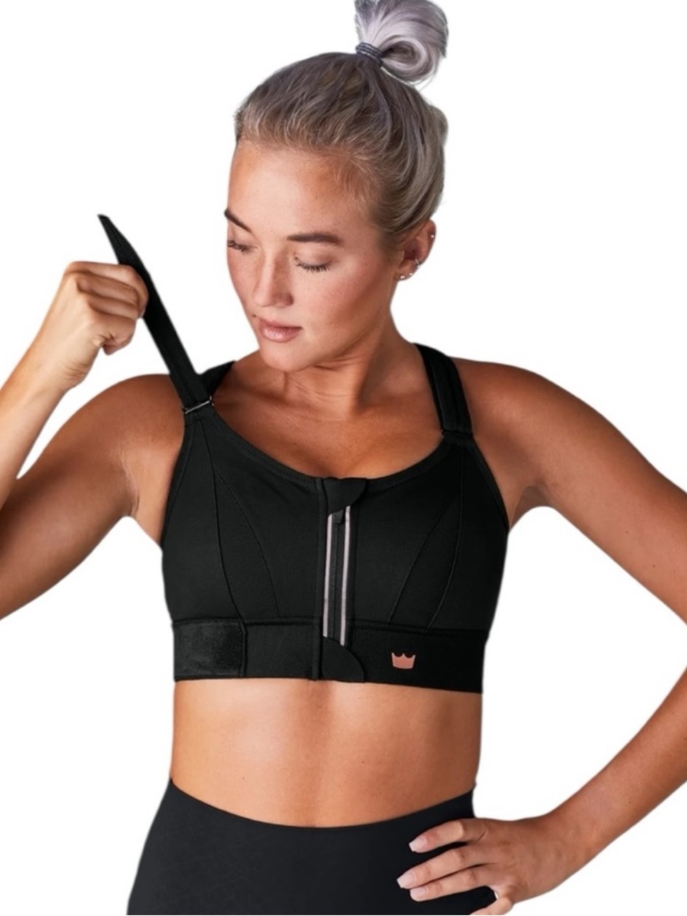 SHEFIT Black High-Impact Front-Zip Sports Bra 1Luxe